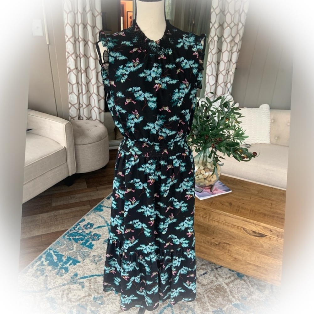 💵 NWT | J CREW Botanical Bees Midi Dress - Smocked Waist - Picture 7 of 10